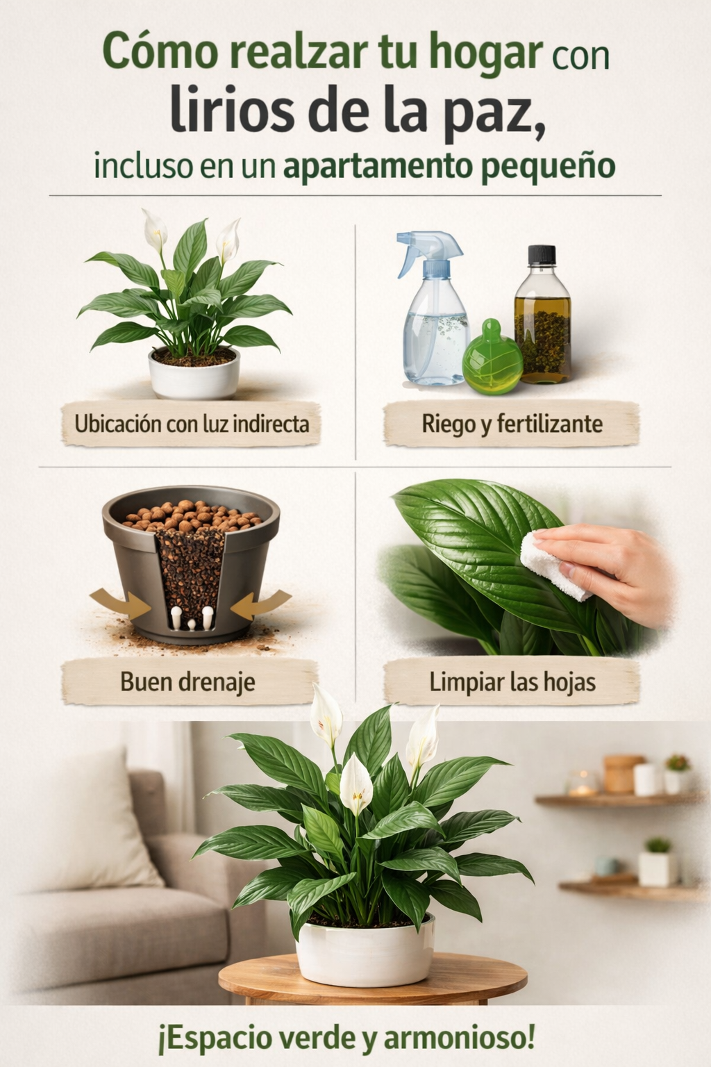 Cómo realzar tu hogar con lirios de la paz, incluso en un apartamento pequeño
