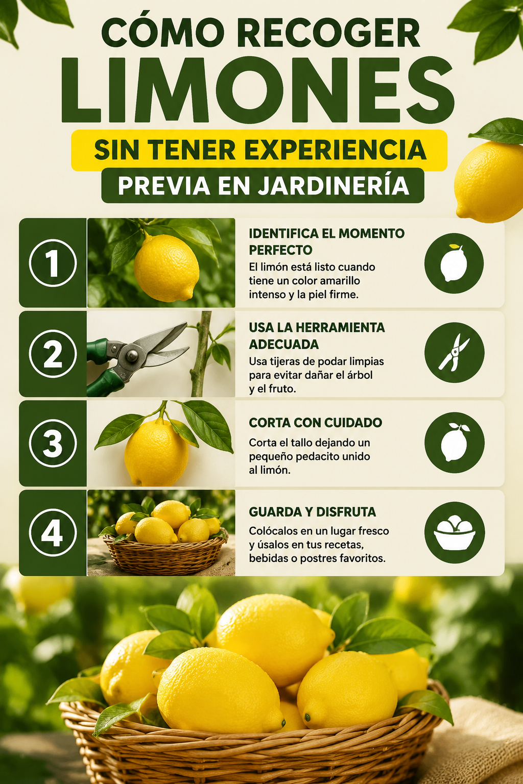 Cómo recoger limones sin tener experiencia previa en jardinería