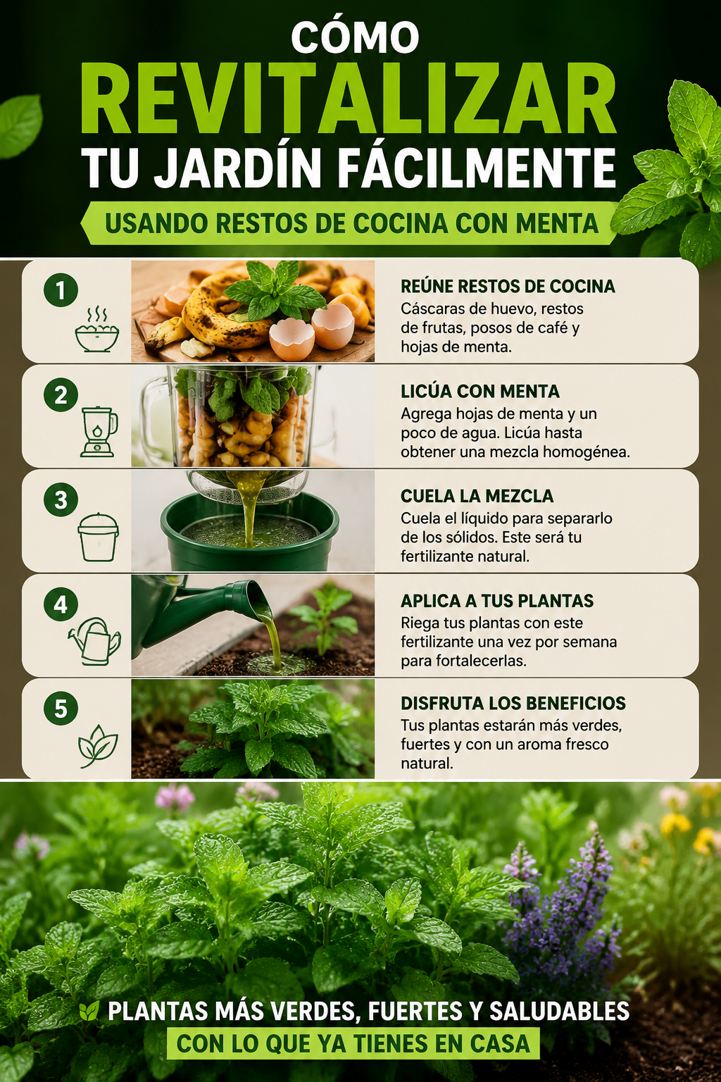 Cómo revitalizar tu jardín fácilmente usando restos de cocina con menta