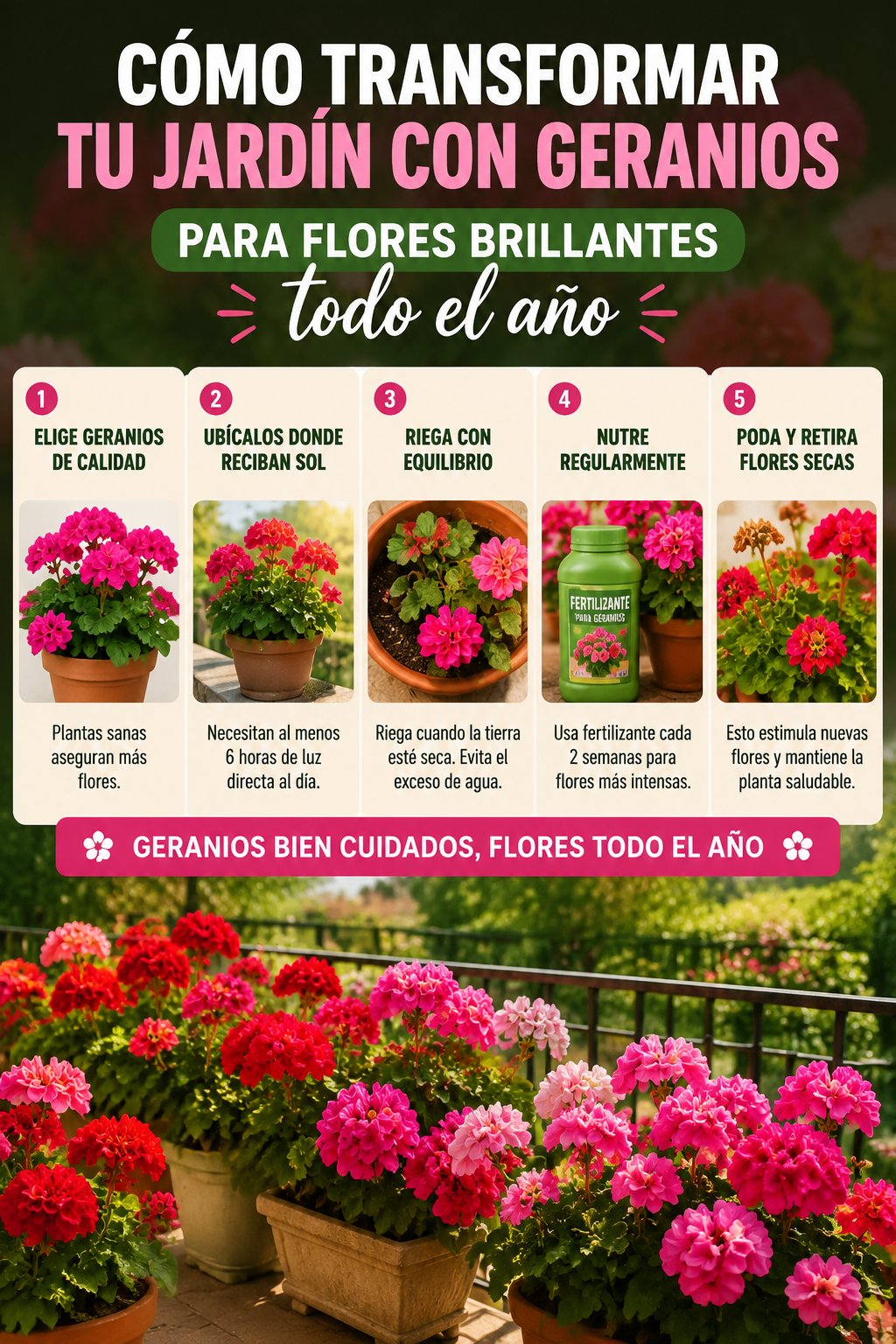 Cómo transformar tu jardín con geranios para flores brillantes todo el año