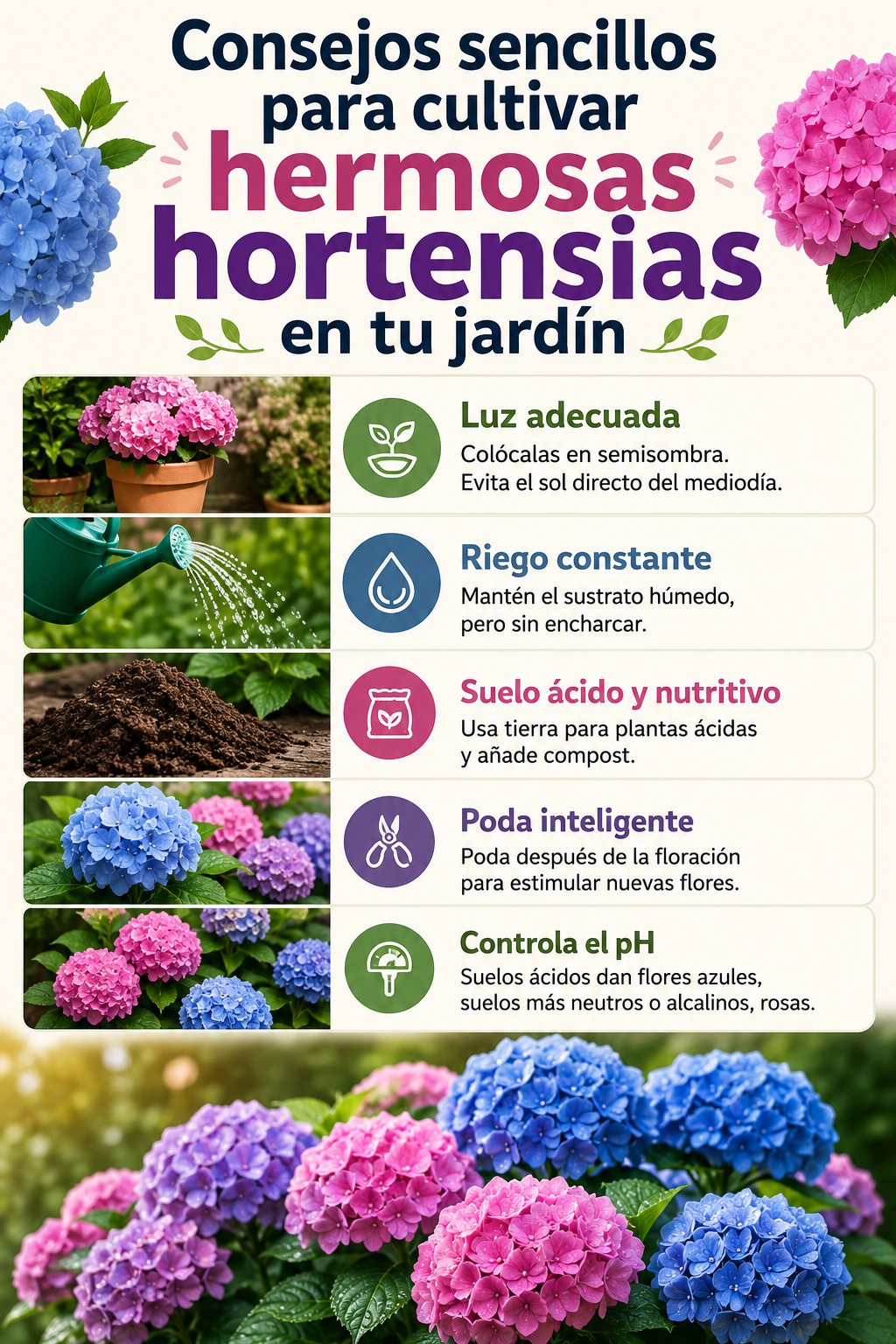 Consejos sencillos para cultivar hermosas hortensias en tu jardín
