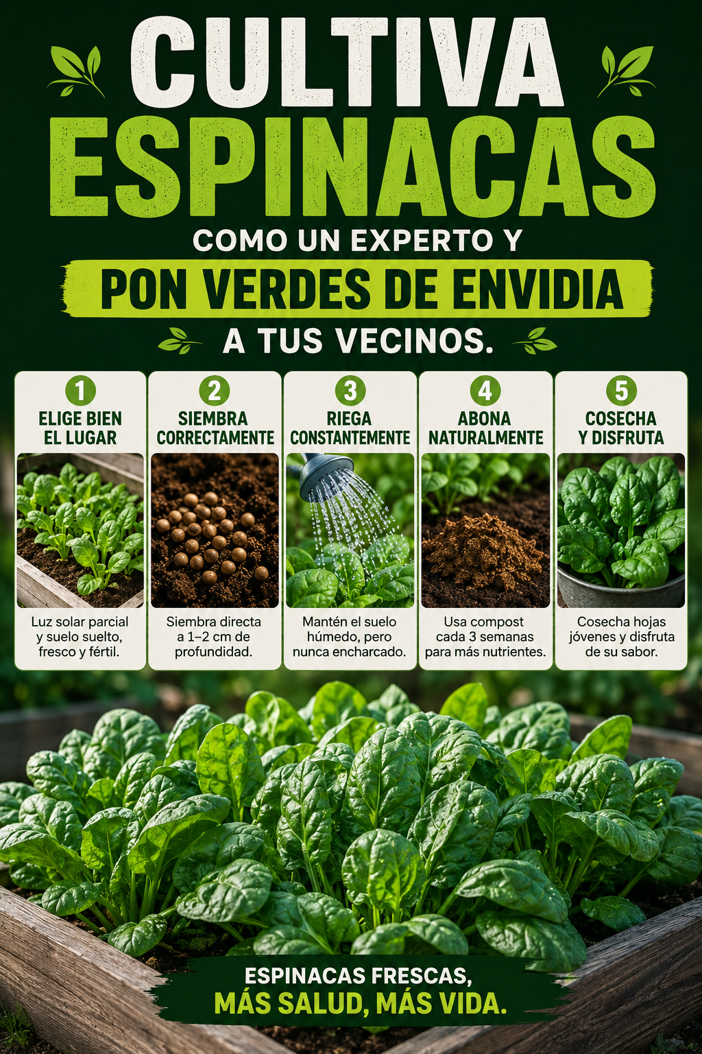 Cultiva espinacas como un experto y pon verdes de envidia a tus vecinos