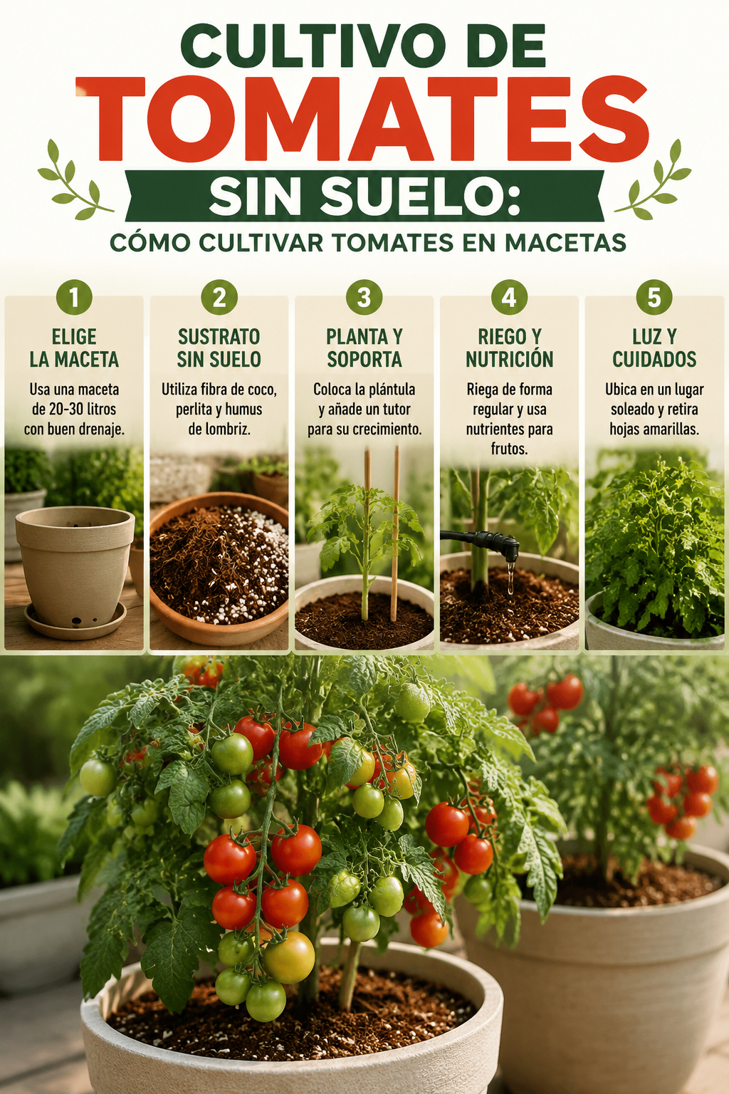 Cultivo de tomates sin suelo: cómo cultivar tomates en macetas