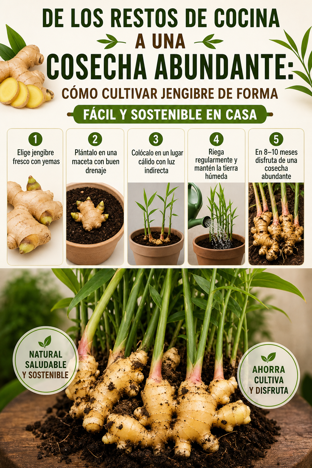 De los restos de cocina a una cosecha abundante: cómo cultivar jengibre de forma fácil y sostenible en casa