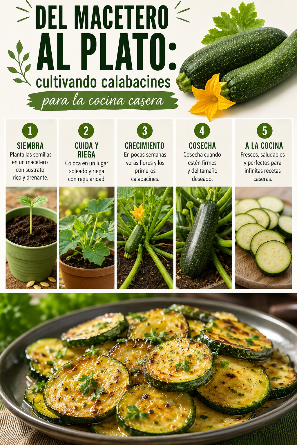 Del macetero al plato: cultivando calabacines para la cocina casera