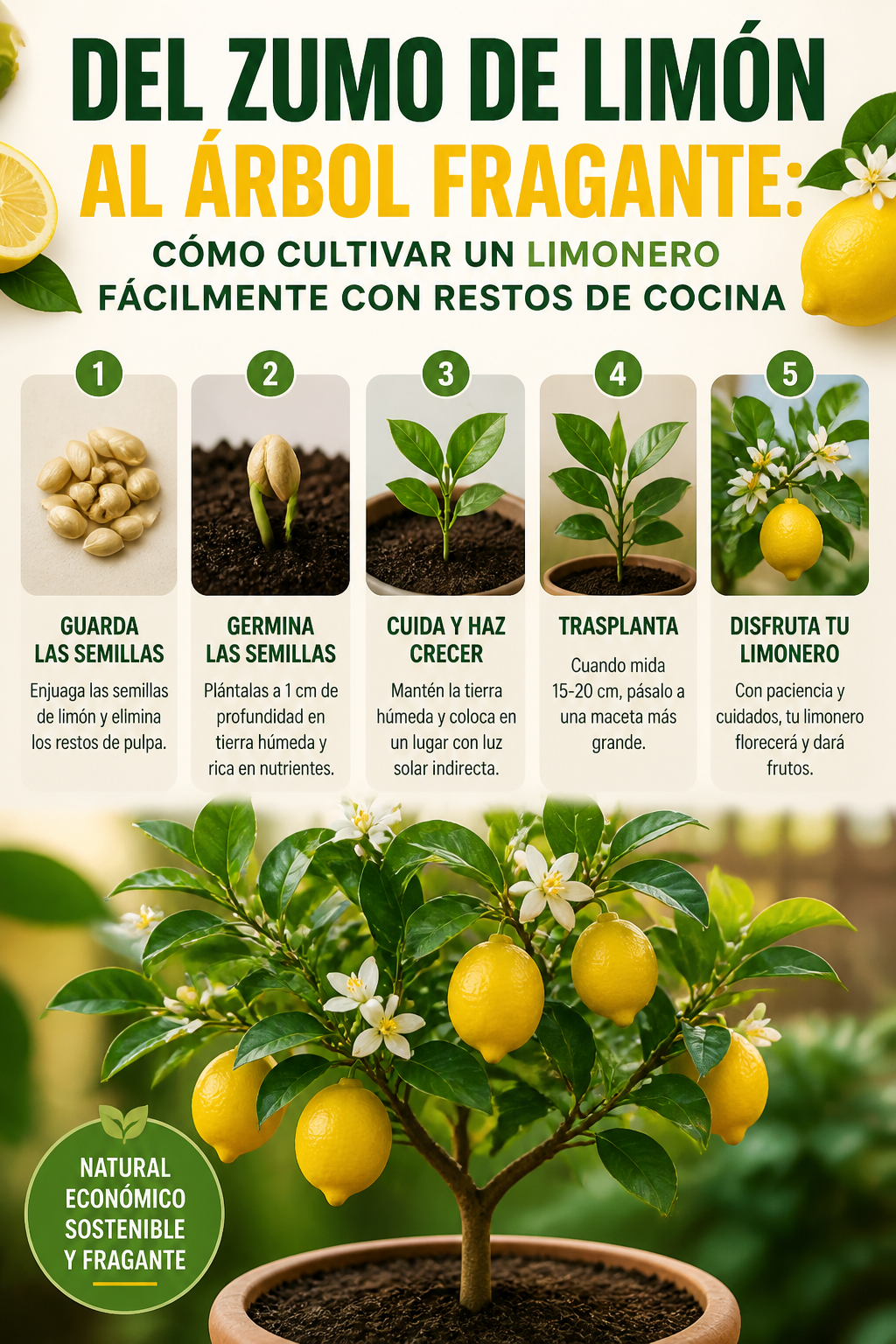 Del zumo de limón al árbol fragante: cómo cultivar un limonero fácilmente con restos de cocina