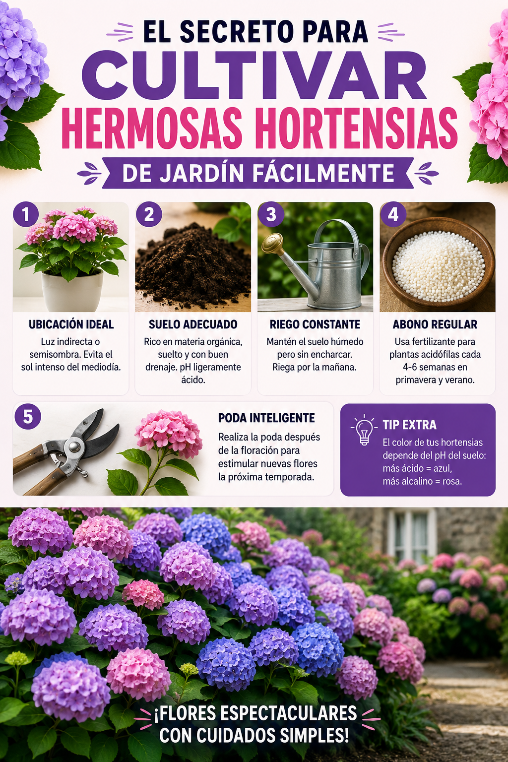 El secreto para cultivar hermosas hortensias de jardín fácilmente