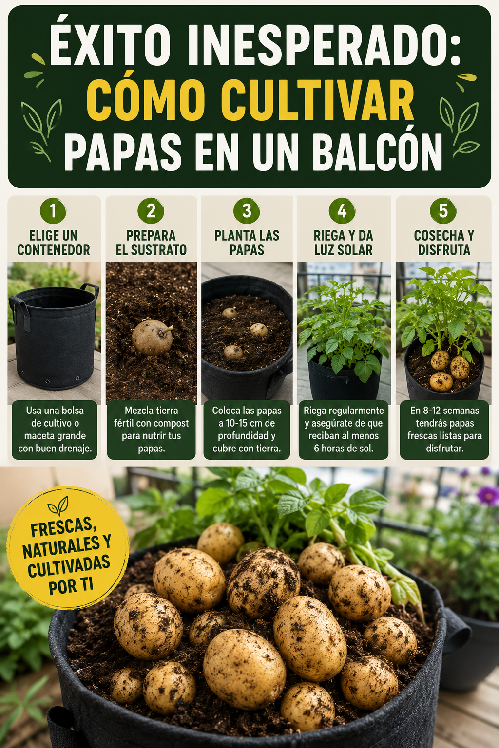 Éxito inesperado: Cómo cultivar papas en un balcón