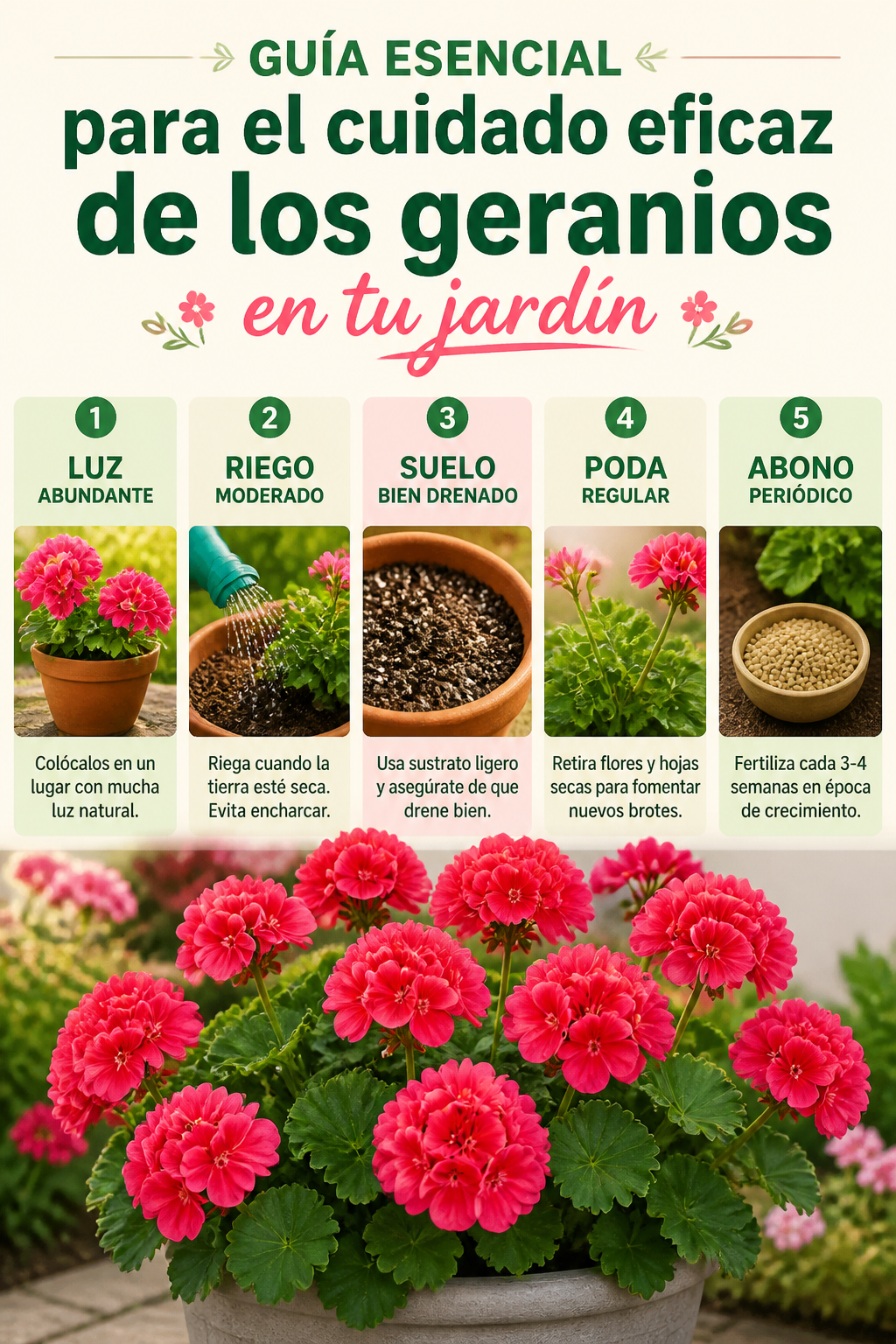 Guía esencial para el cuidado eficaz de los geranios en tu jardín