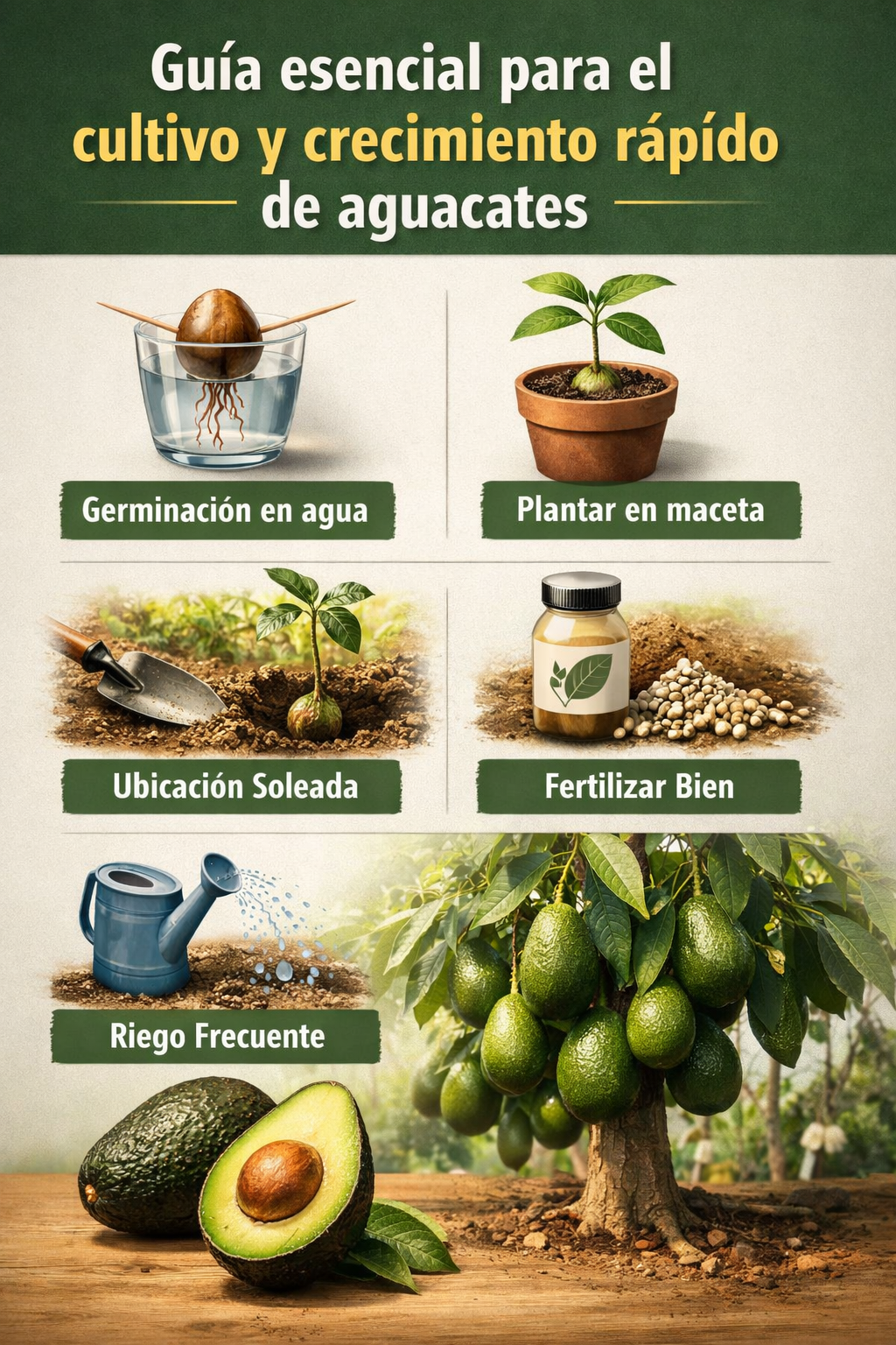 Guía esencial para el cultivo y crecimiento rápido de aguacates