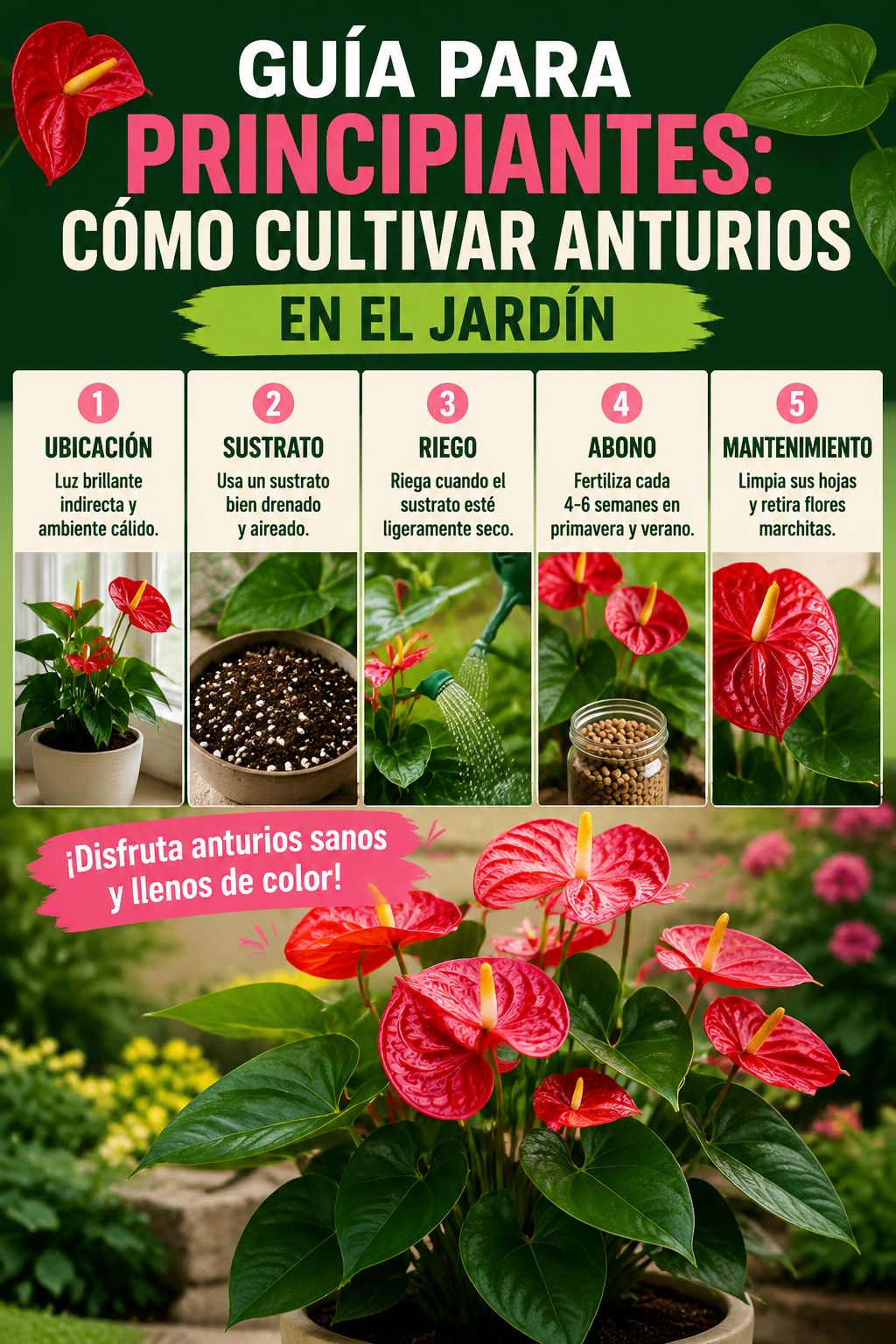 Guía para principiantes: cómo cultivar anturios en el jardín
