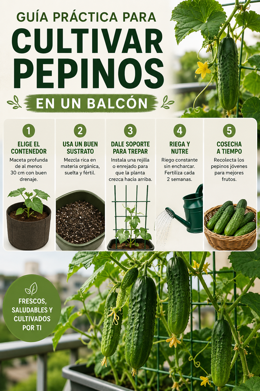 Guía práctica para cultivar pepinos en un balcón