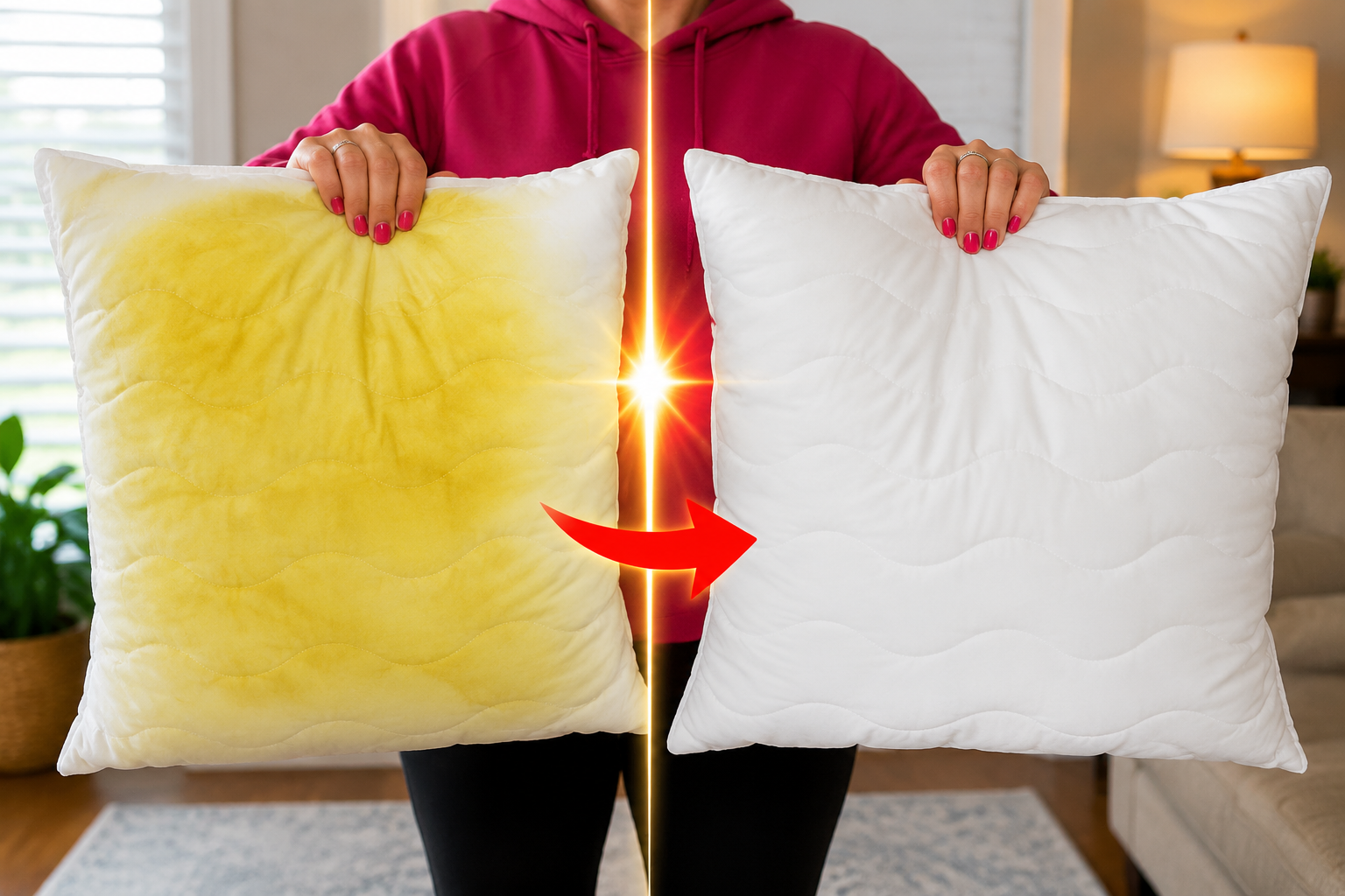 Las manchas amarillas en la almohada se irán sin usar lejía