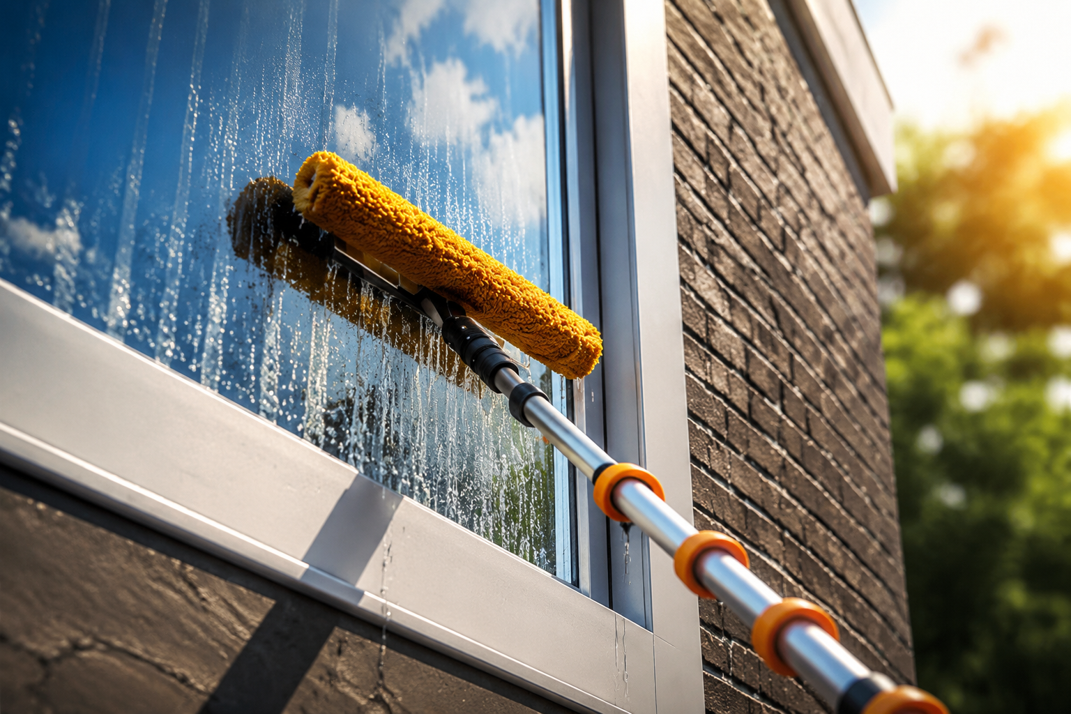 Limpieza de ventanas exteriores de difícil acceso