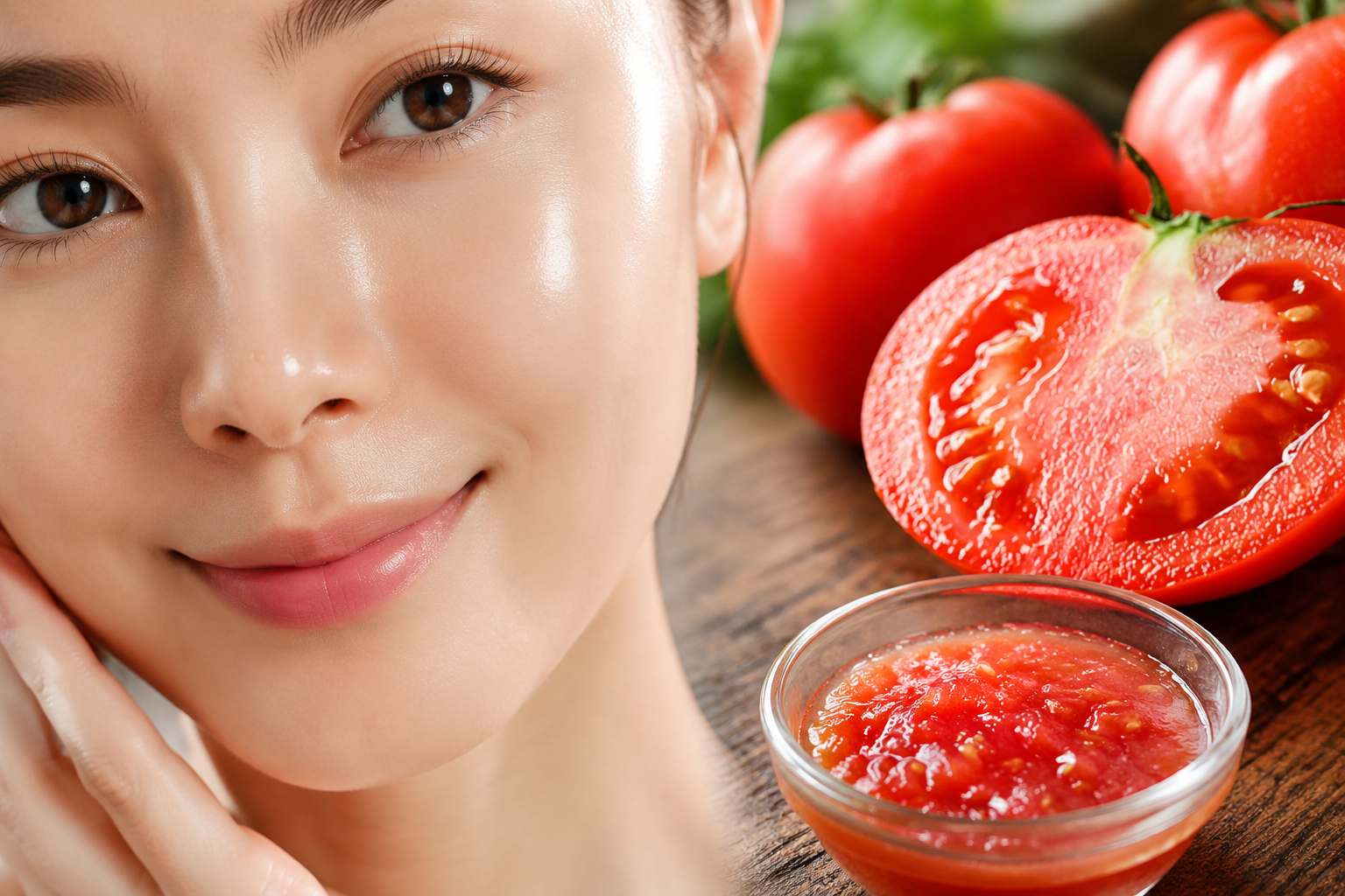 Mascarilla de tomate para una piel suave, sin imperfecciones ni arrugas