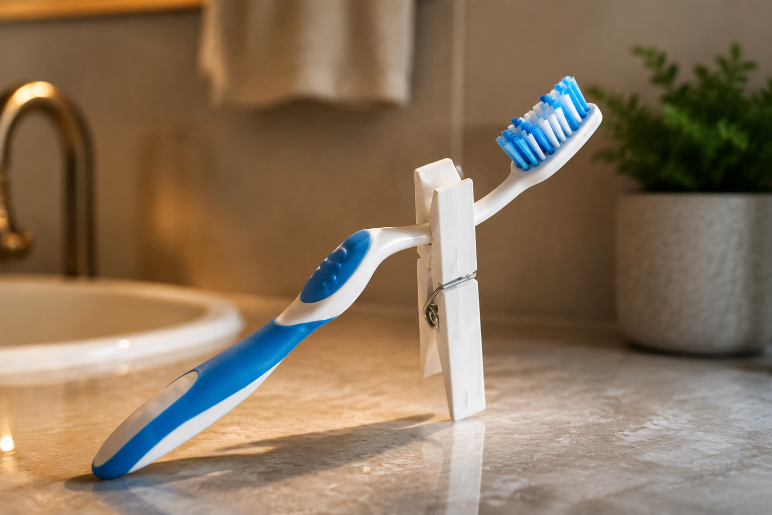 Por qué muchas personas colocan su cepillo de dientes en la pinza de la ropa