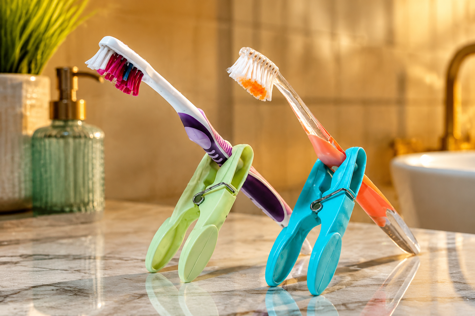 Por qué todos deberían colocar una pinza para ropa en su cepillo de dientes