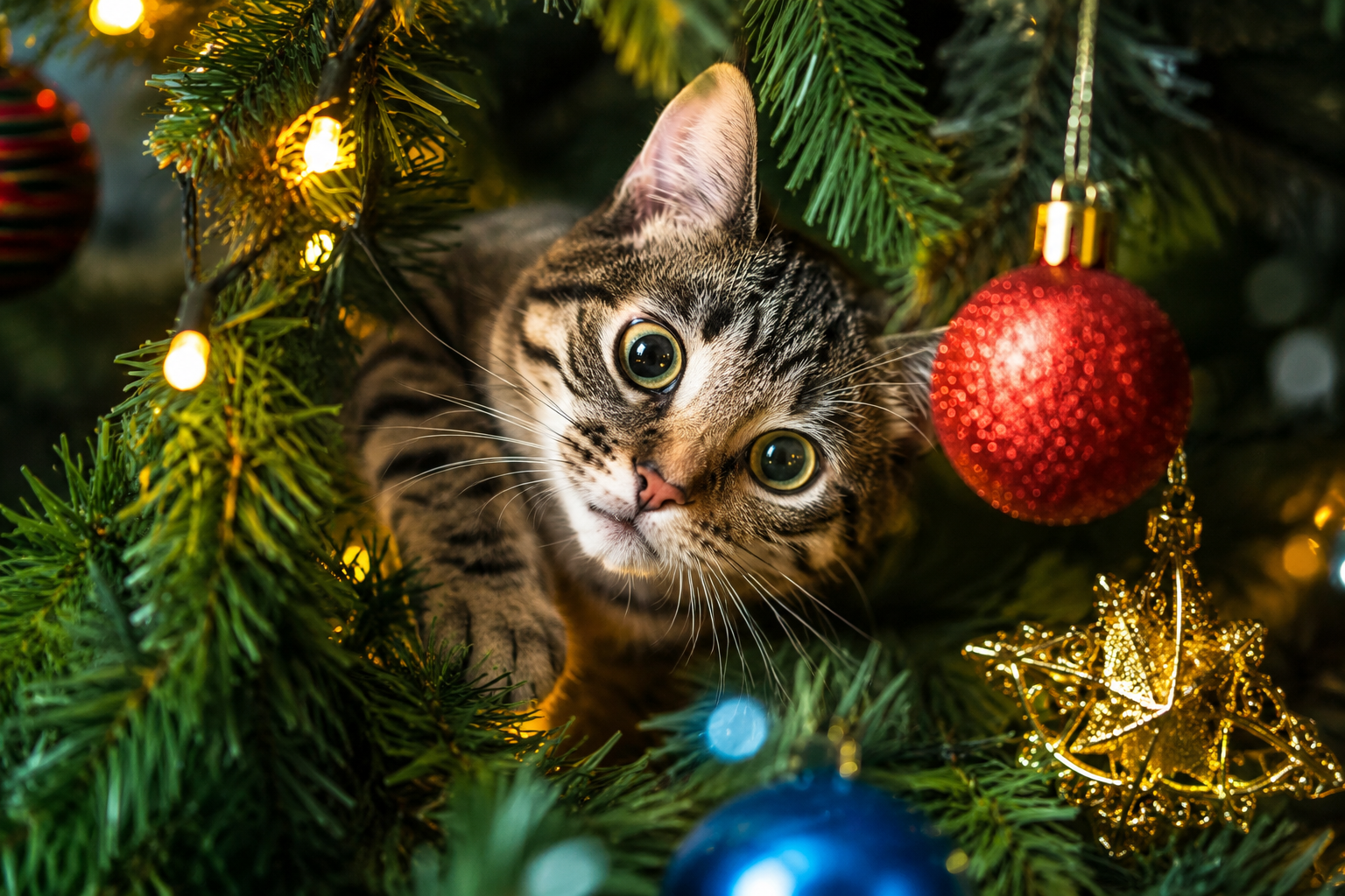 Protege tus adornos: 8 consejos para mantener a los gatos alejados del árbol de Navidad