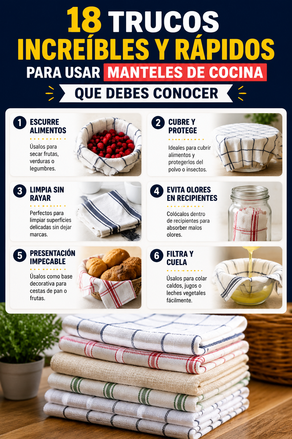18 trucos increíbles y rápidos para usar manteles de cocina que debes conocer