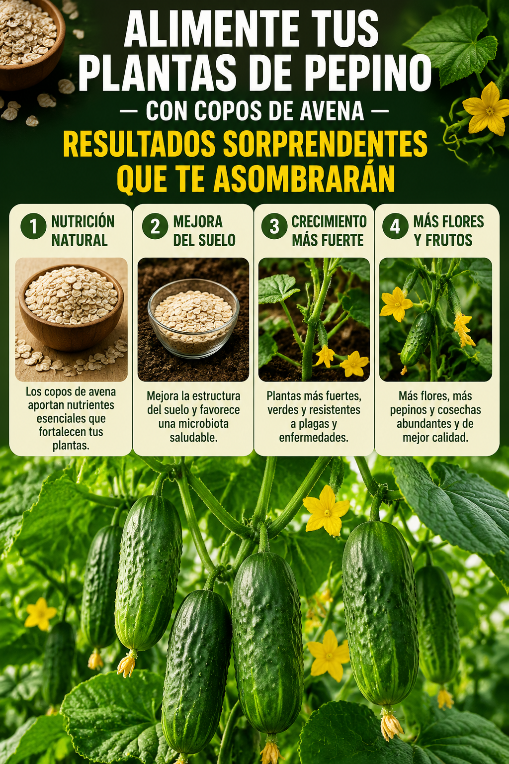 Alimente tus plantas de pepino con copos de avena: resultados sorprendentes que te asombrarán