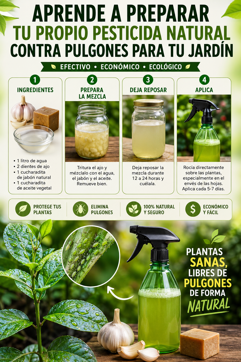 Aprende a preparar tu propio pesticida natural contra pulgones para tu jardín