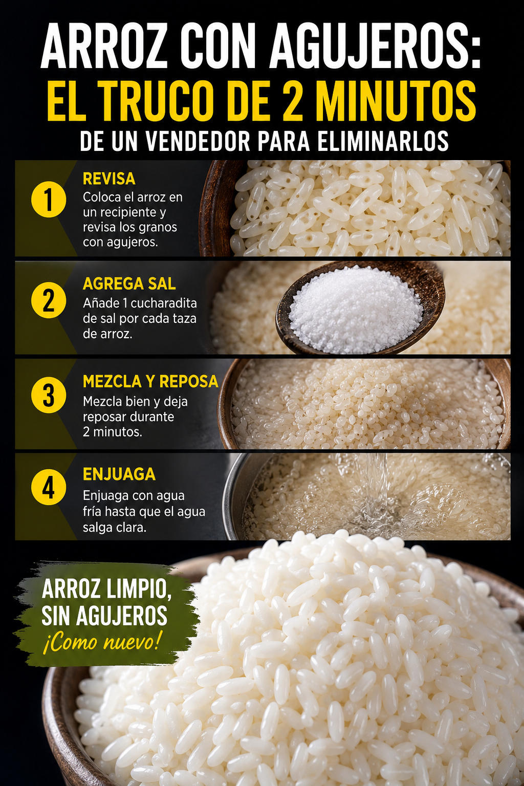Arroz con agujeros: el truco de 2 minutos de un vendedor para eliminarlos