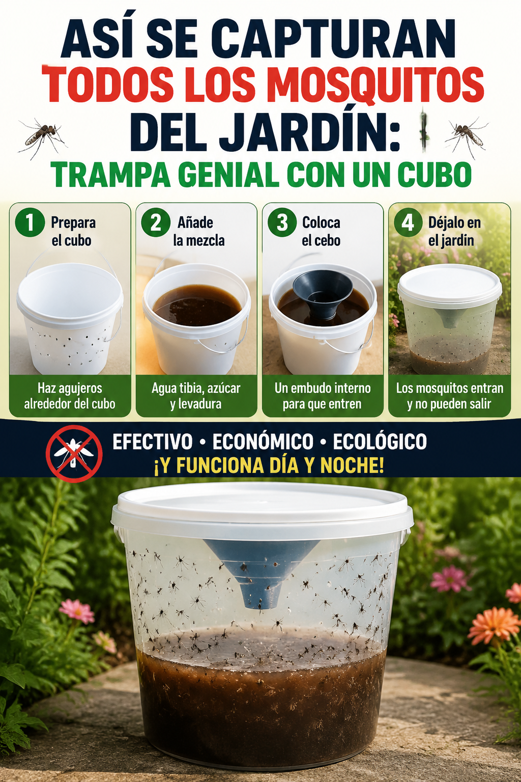 Así se capturan todos los mosquitos del jardín: trampa genial con un cubo