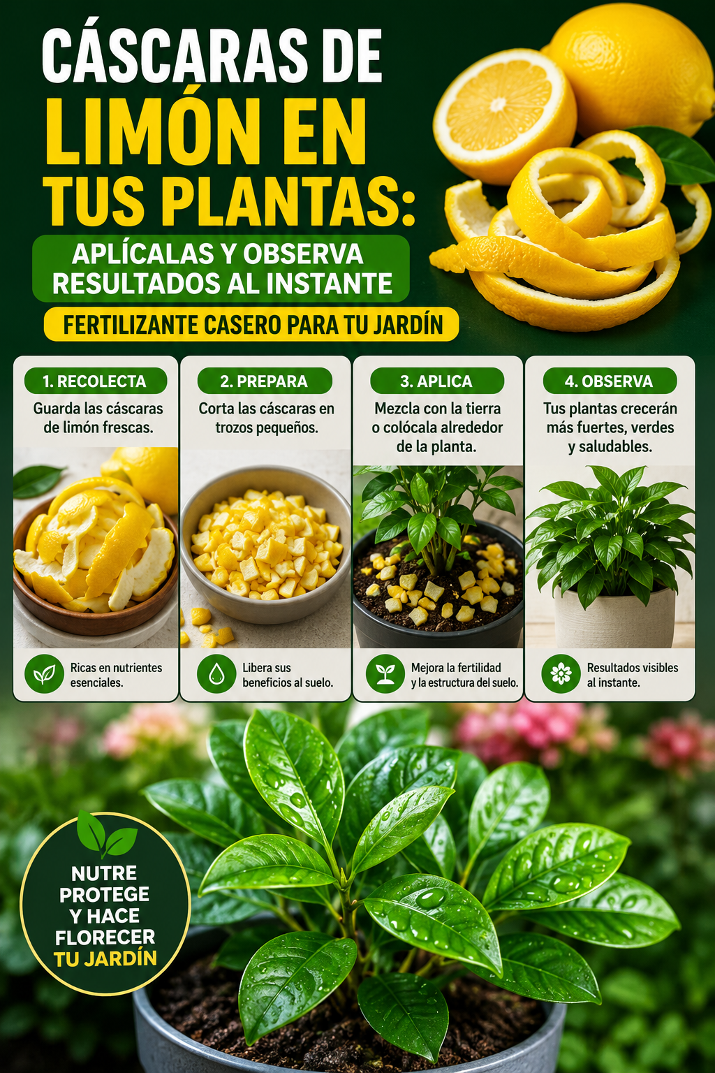 Cáscaras de limón en tus plantas: aplícalas y observa resultados al instante | Fertilizante casero para tu jardín