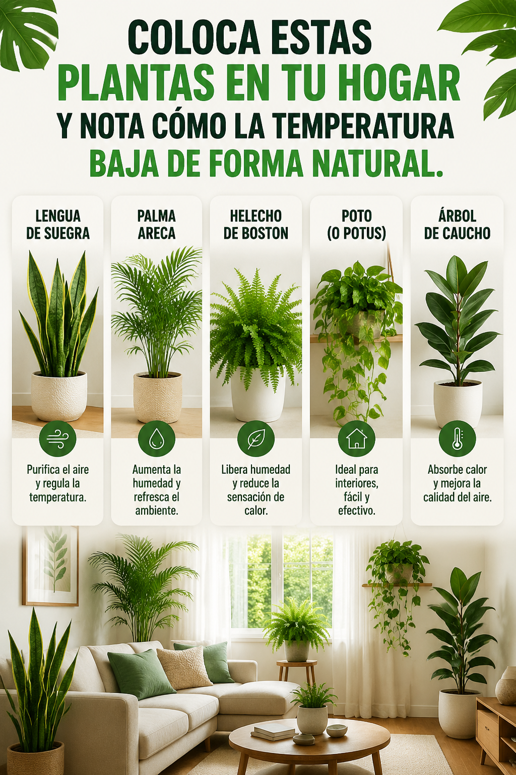 Coloca estas plantas en tu hogar y nota cómo la temperatura baja de forma natural.