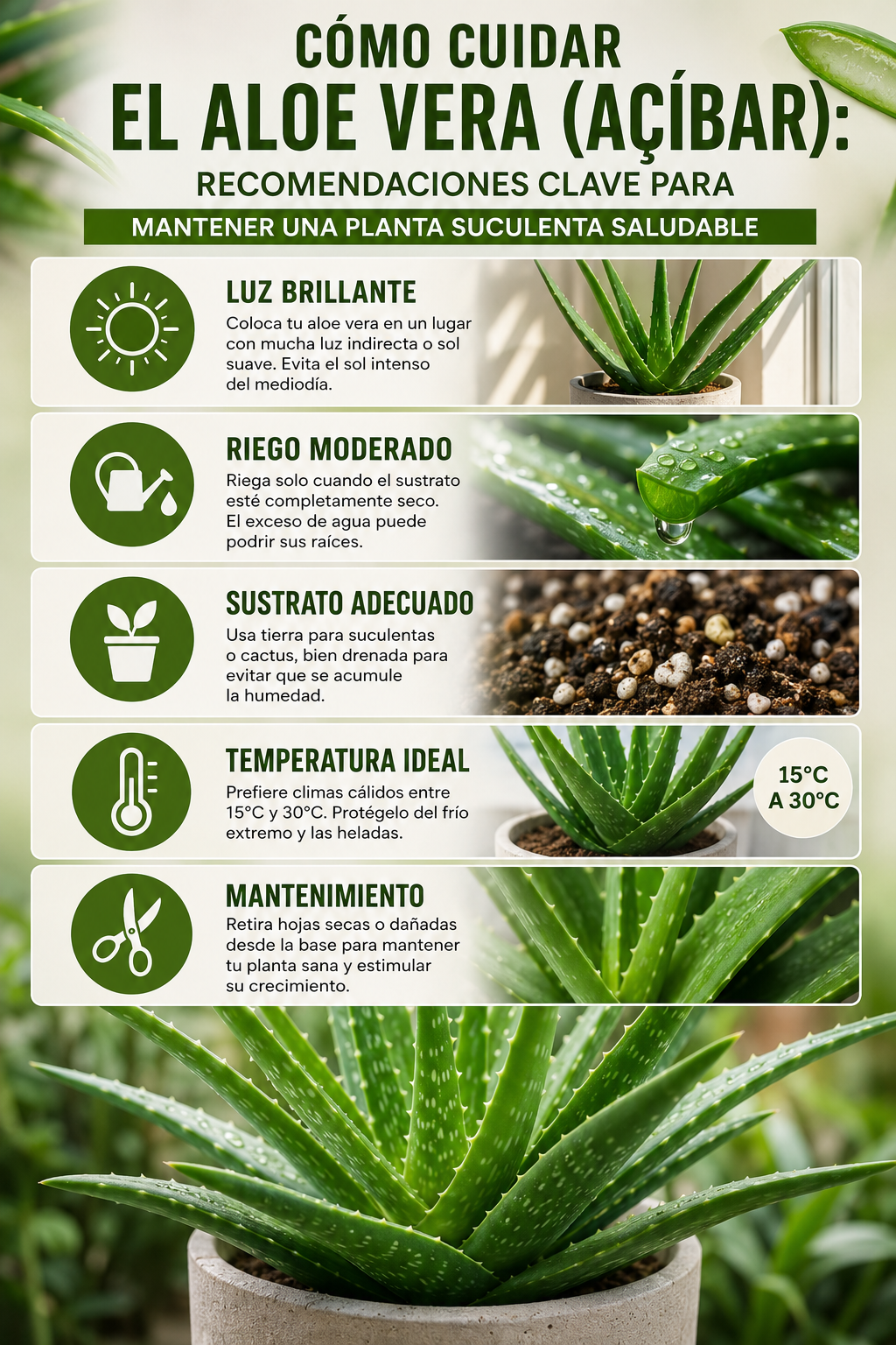 Cómo cuidar el aloe vera (Açíbar): recomendaciones clave para mantener una planta suculenta saludable