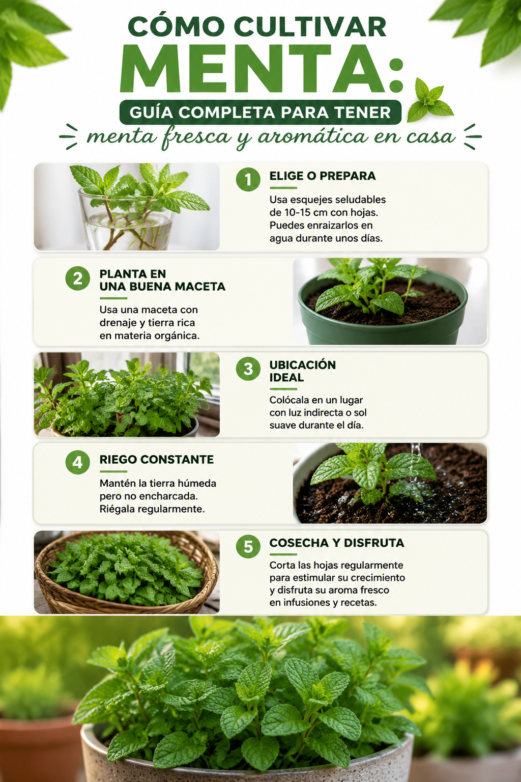 Cómo cultivar menta: guía completa para tener menta fresca y aromática en casa