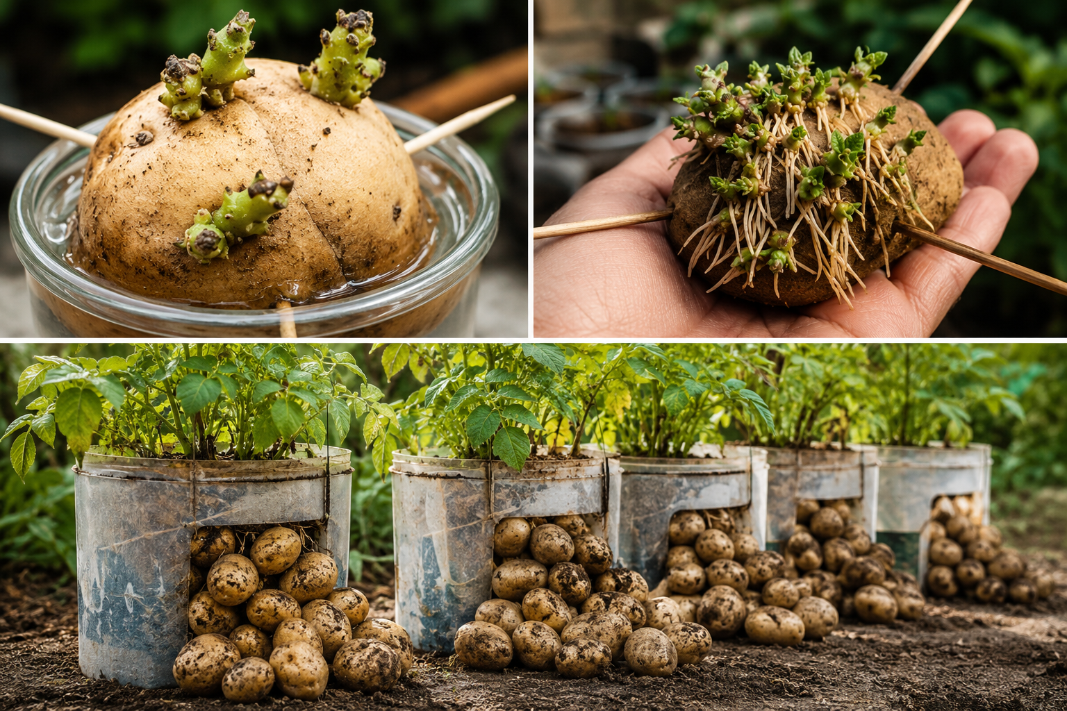 Cómo cultivar patatas en casa usando un solo tubérculo y un contenedor