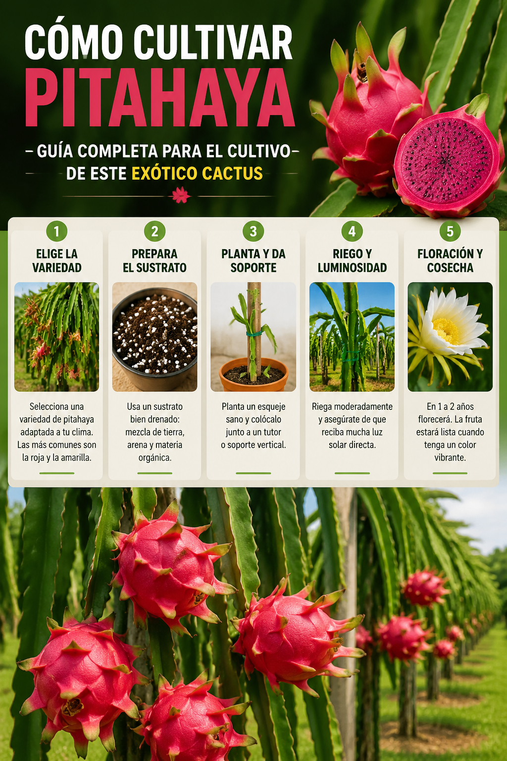 Cómo cultivar pitahaya: Guía completa para el cultivo de este exótico cactus
