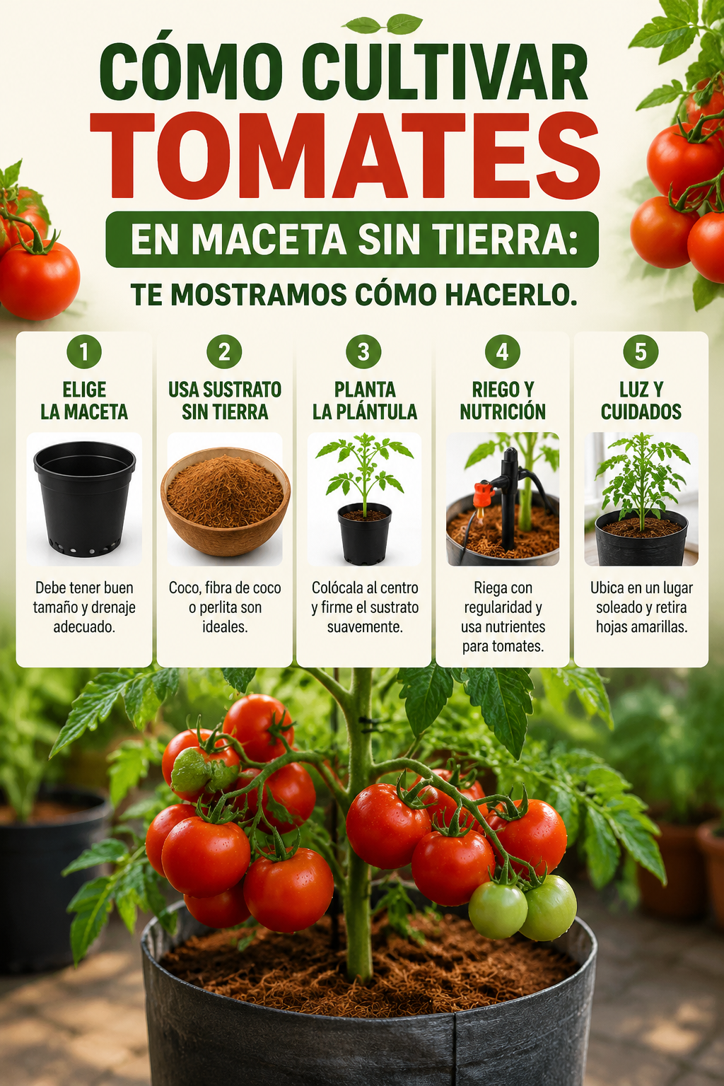 Cómo cultivar tomates en maceta sin tierra: te mostramos cómo hacerlo