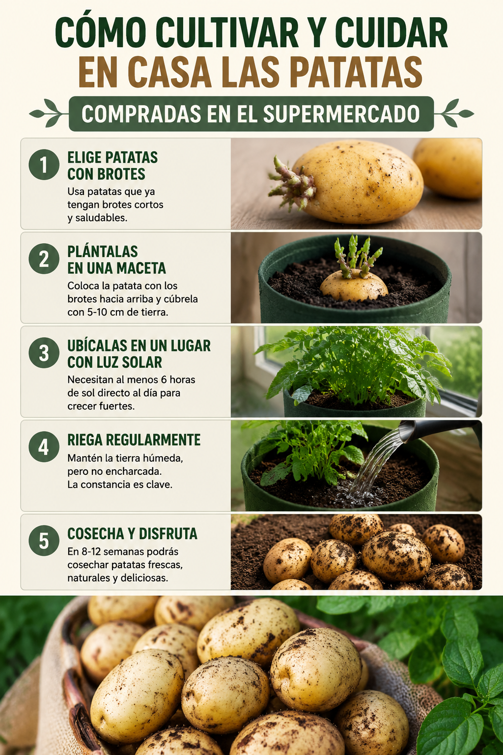 Cómo cultivar y cuidar en casa las patatas compradas en el supermercado