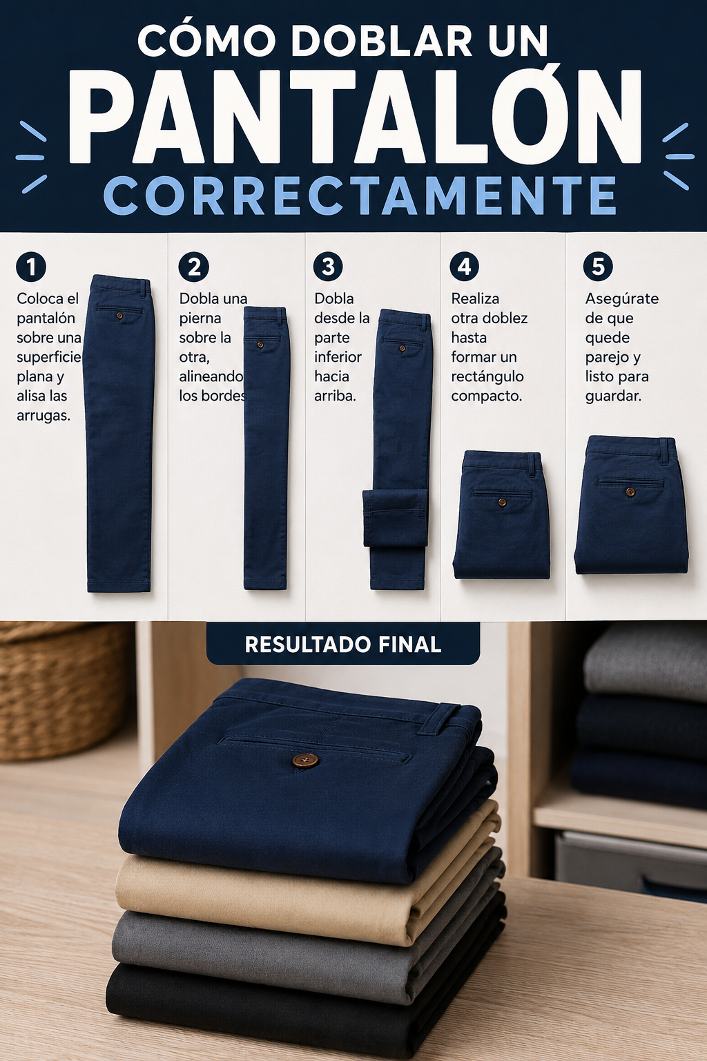 Cómo doblar un pantalón correctamente