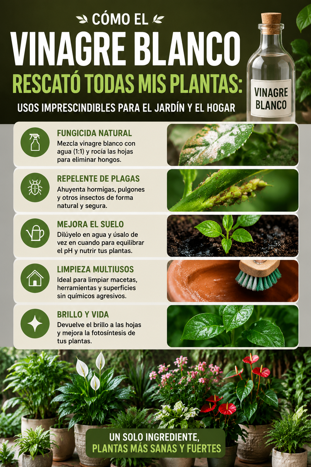 Cómo el vinagre blanco rescató todas mis plantas: Usos imprescindibles para el jardín y el hogar