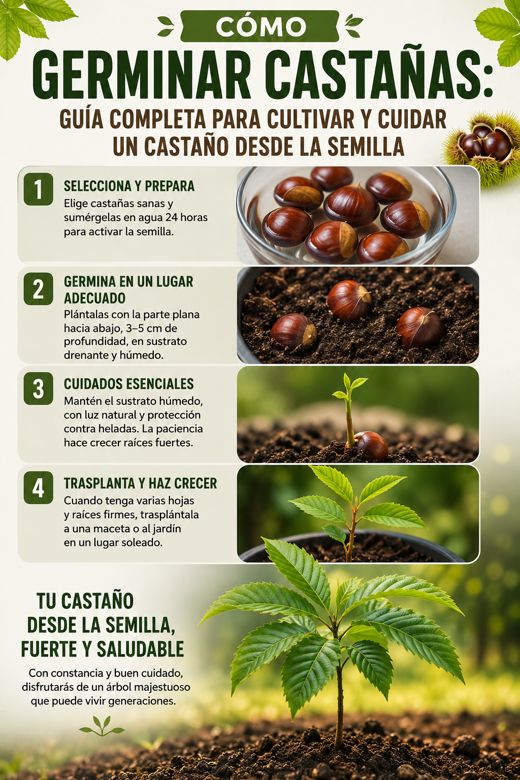 Cómo germinar castañas: guía completa para cultivar y cuidar un castaño desde la semilla