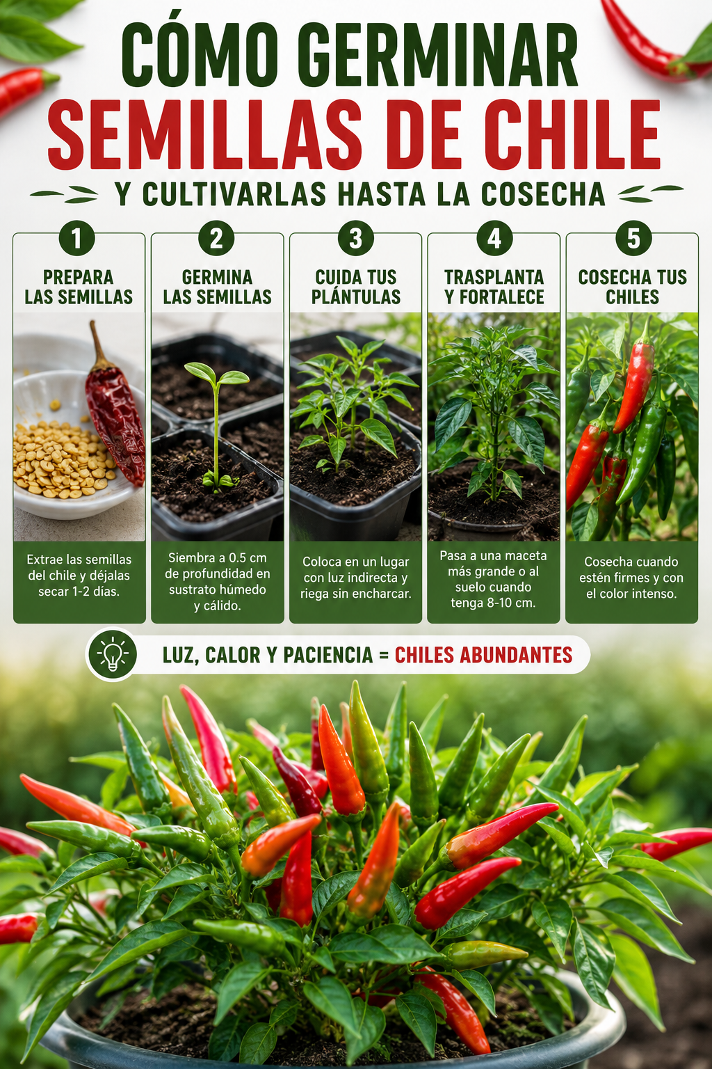 Cómo germinar semillas de chile y cultivarlas hasta la cosecha
