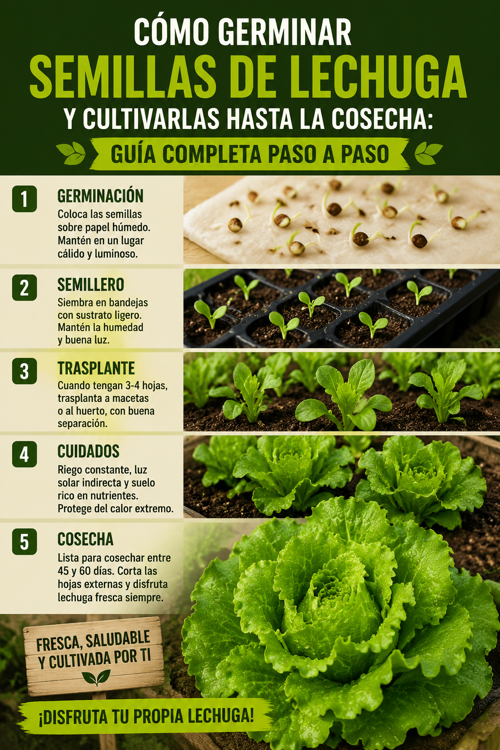 Cómo germinar semillas de lechuga y cultivarlas hasta la cosecha: guía completa paso a paso