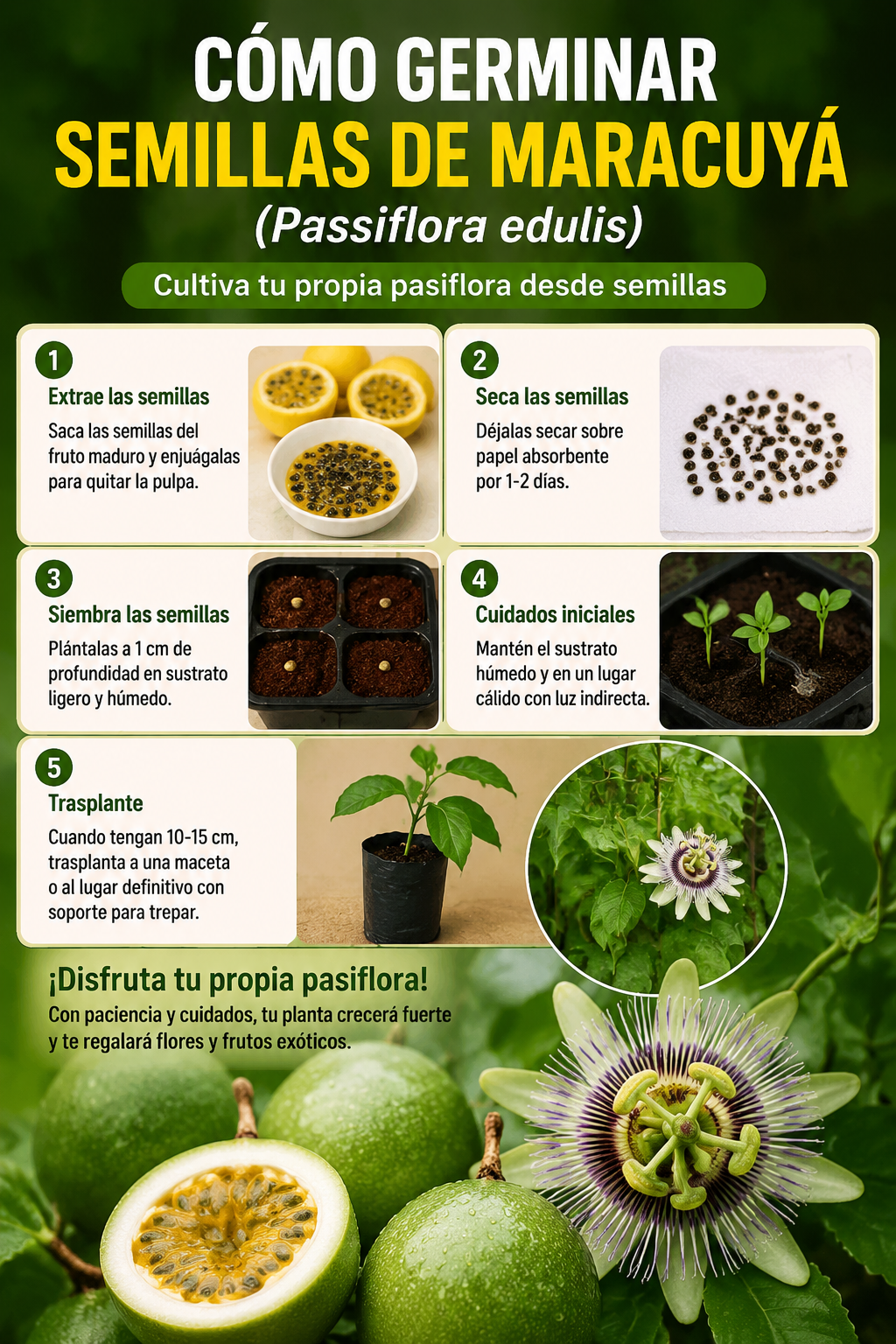 Cómo germinar semillas de maracuyá (Passiflora edulis) – Cultiva tu propia pasiflora desde semillas