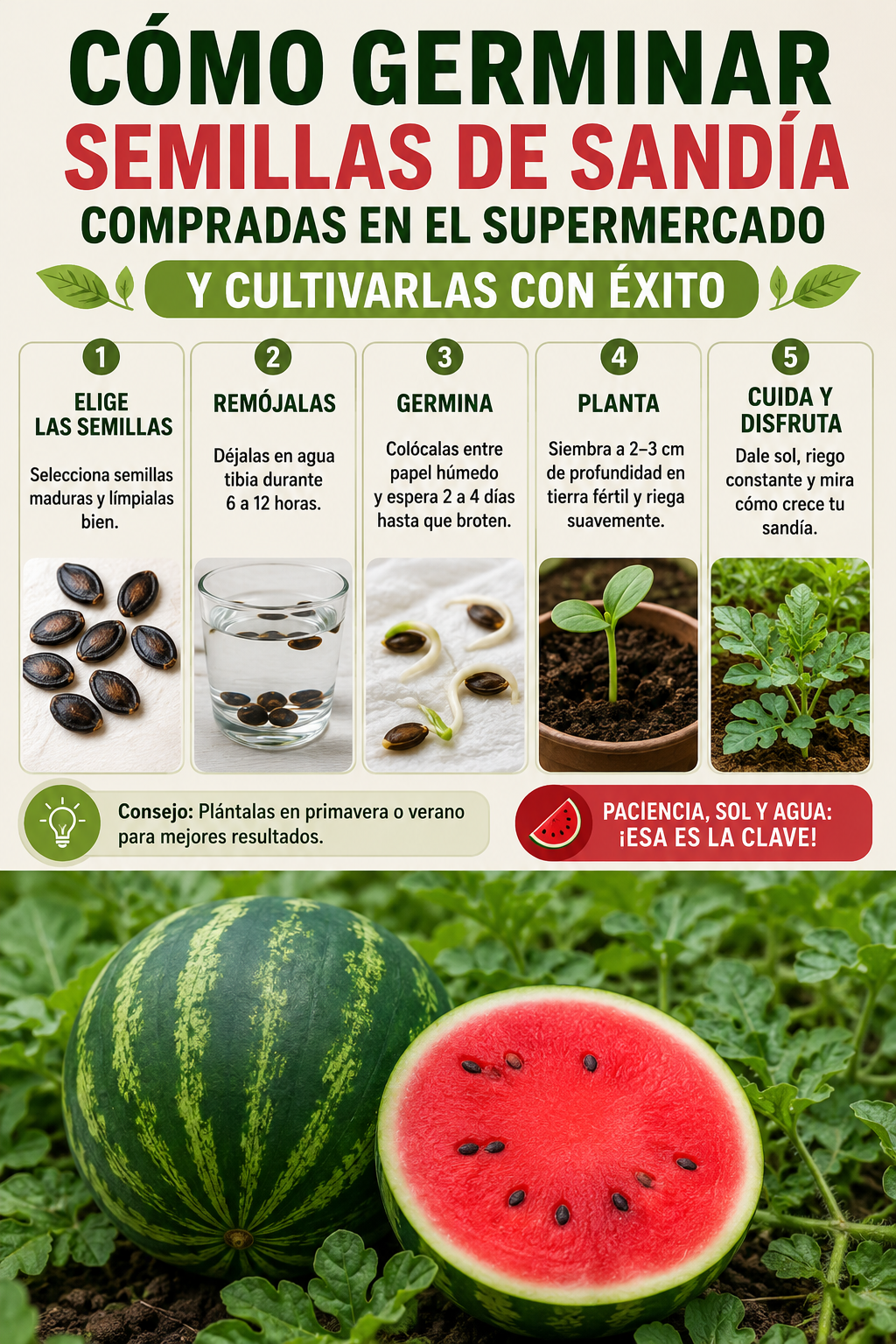 Cómo germinar semillas de sandía compradas en el supermercado y cultivarlas con éxito