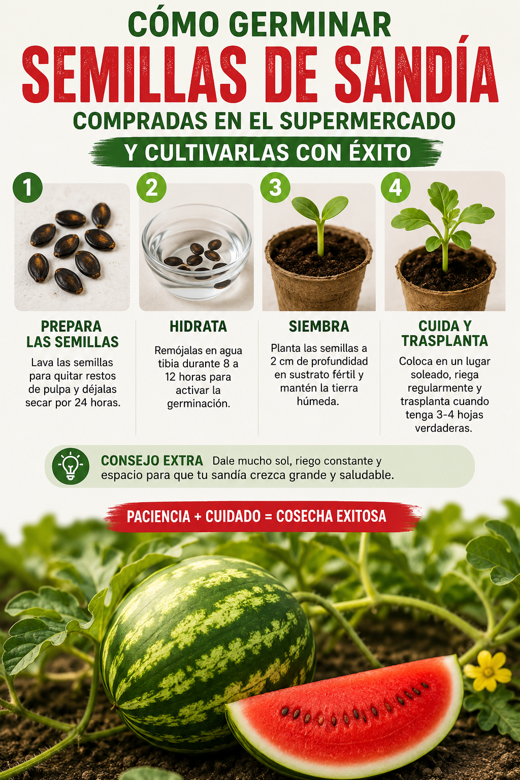 Cómo germinar semillas de sandía compradas en el supermercado y cultivarlas con éxito