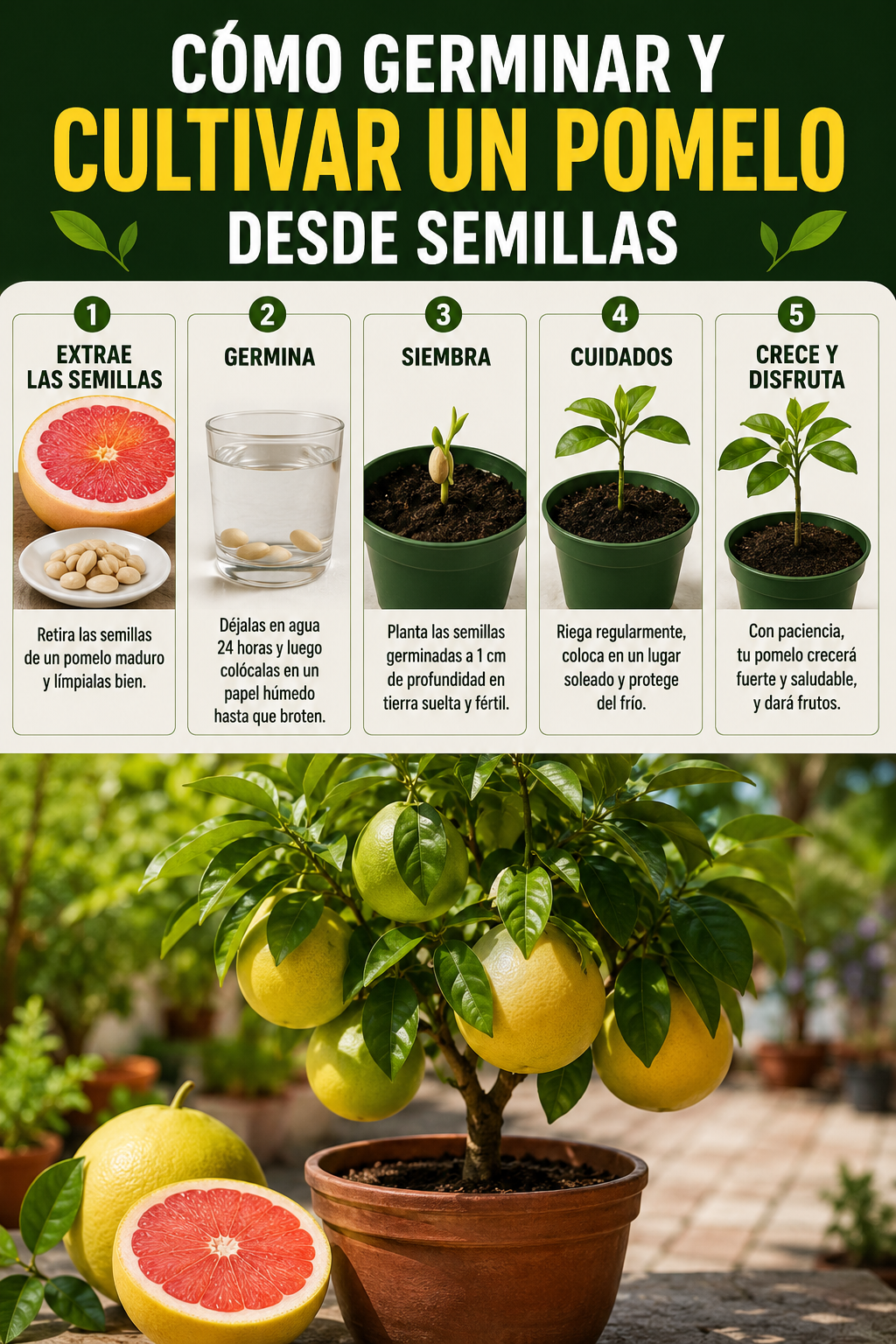 Cómo germinar y cultivar un pomelo desde semillas