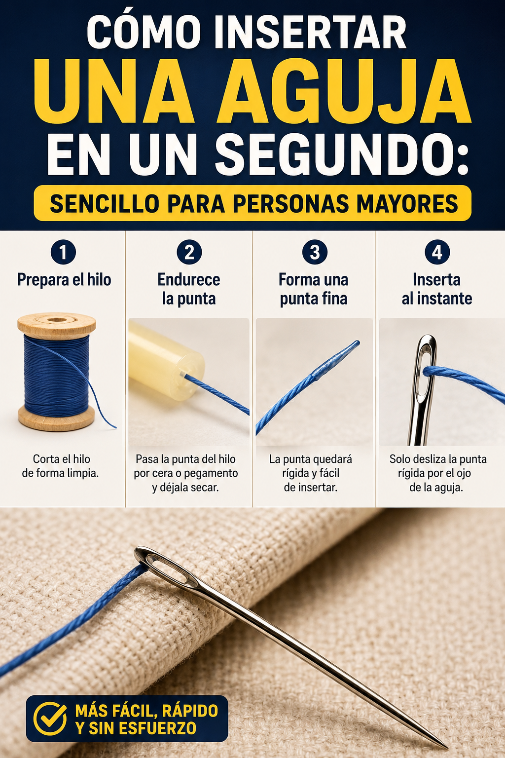 Cómo insertar una aguja en un segundo: sencillo para personas mayores