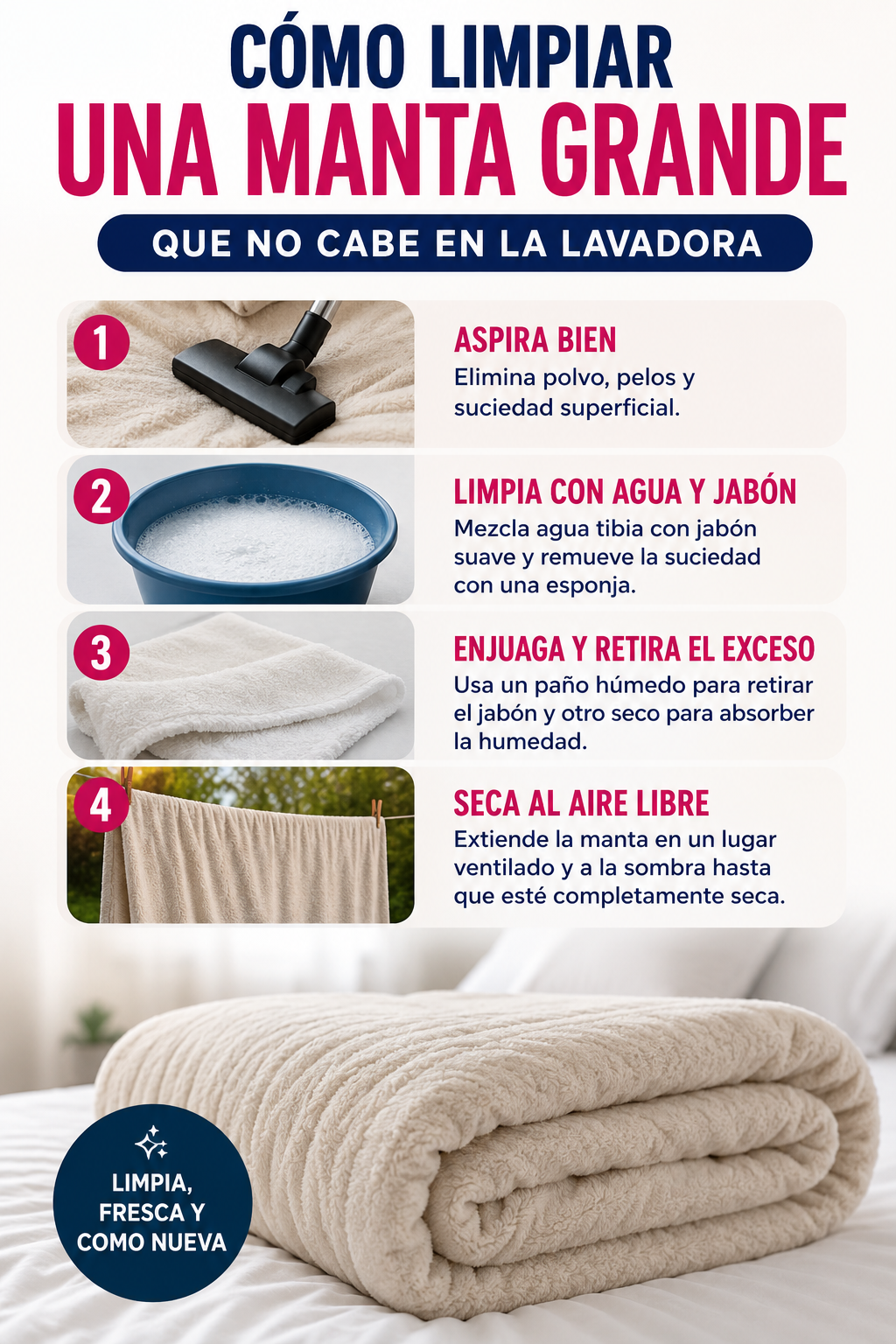 Cómo limpiar una manta grande que no cabe en la lavadora