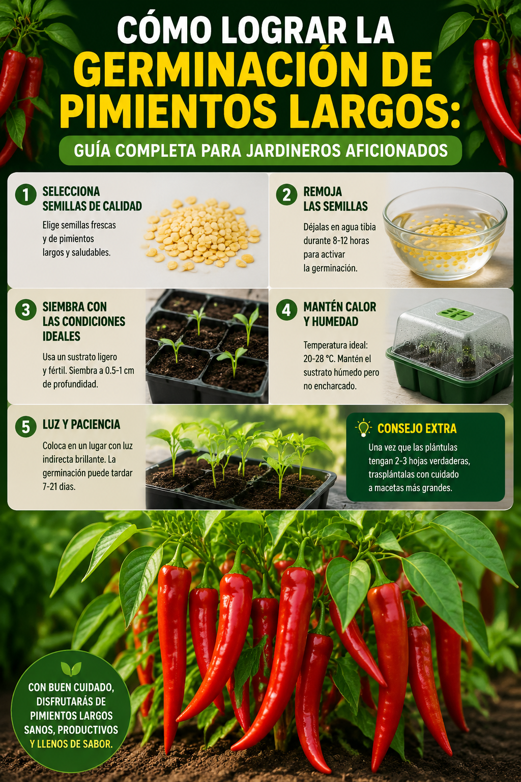 Cómo lograr la germinación de pimientos largos: guía completa para jardineros aficionados