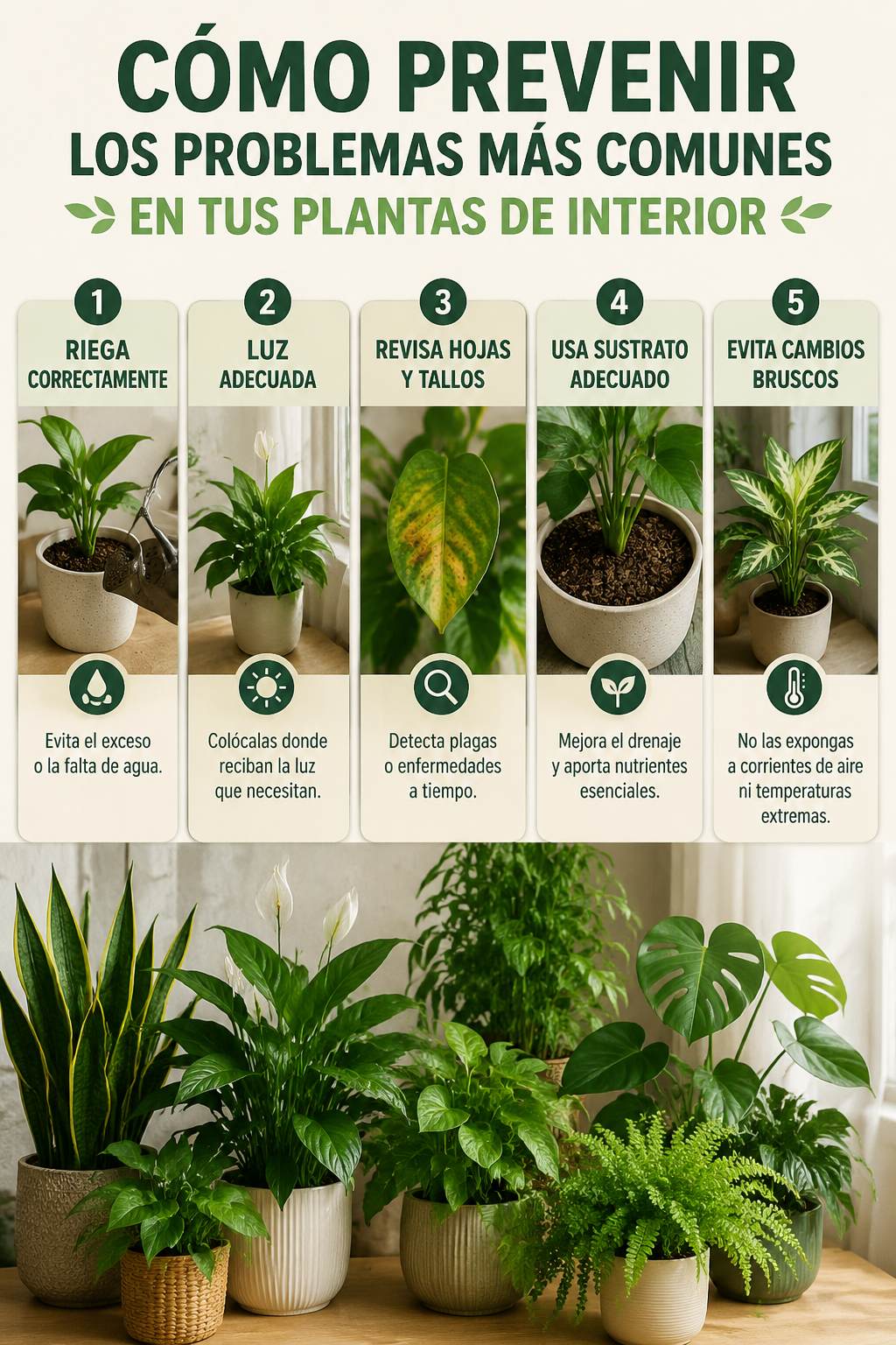 Cómo prevenir los problemas más comunes en tus plantas de interior