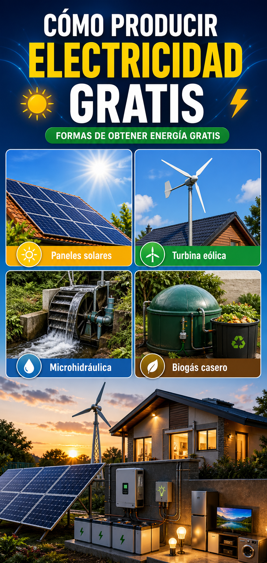 Cómo producir electricidad gratuita | Formas de obtener energía gratis