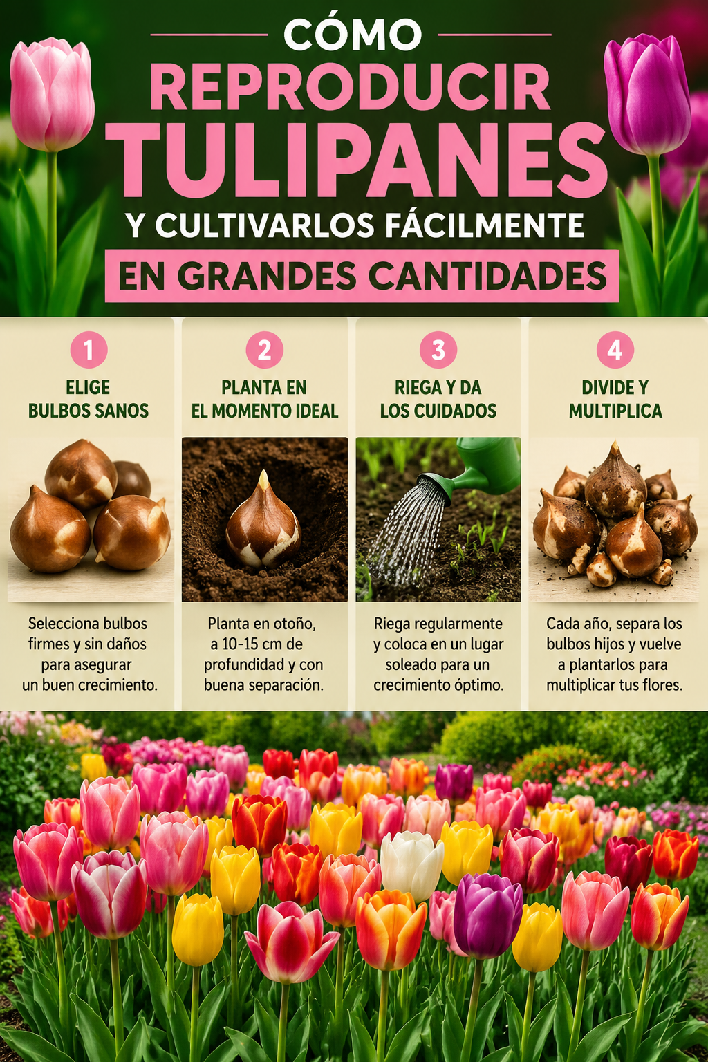 Cómo reproducir tulipanes y cultivarlos fácilmente en grandes cantidades